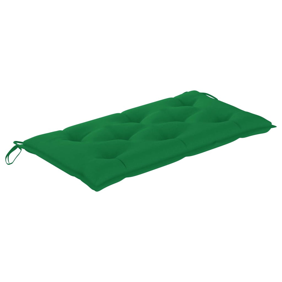 Tuinbank met groen kussen 112 cm massief teakhout