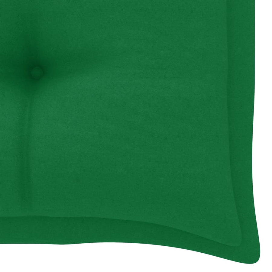 Tuinbank met groen kussen 112 cm massief teakhout