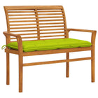 Tuinbank 112 cm massief teakhout met heldergroen kussen