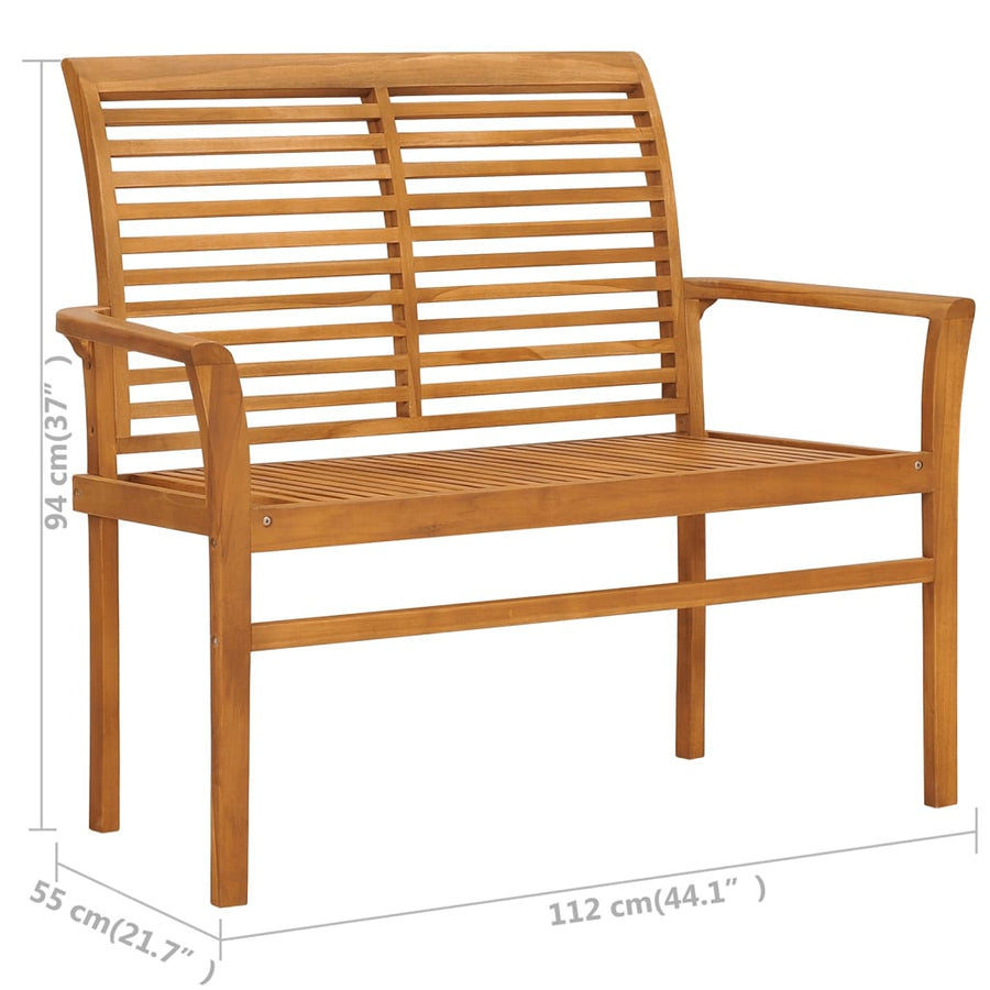 Tuinbank met heldergroen kussen 112 cm massief teakhout