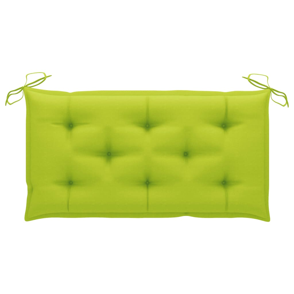 Tuinbank met heldergroen kussen 112 cm massief teakhout
