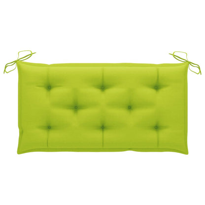 Tuinbank met heldergroen kussen 112 cm massief teakhout
