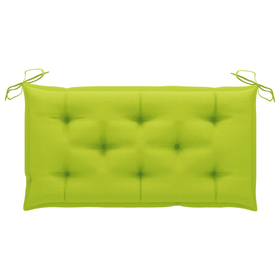 Tuinbank met heldergroen kussen 112 cm massief teakhout