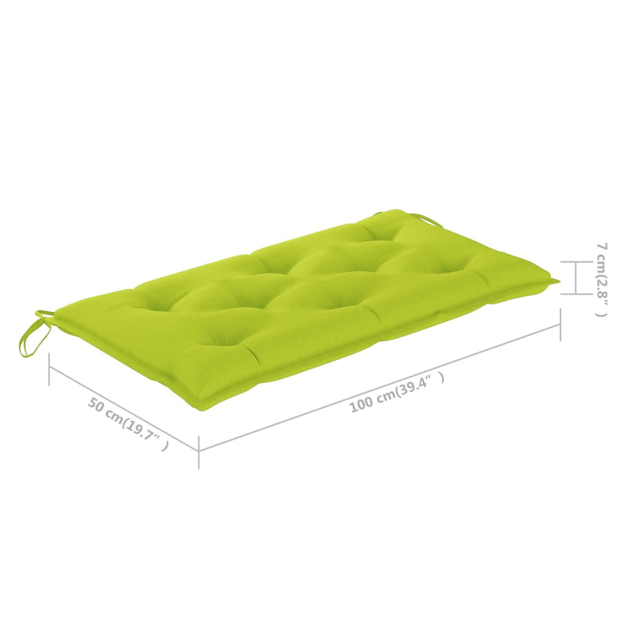 Tuinbank met heldergroen kussen 112 cm massief teakhout