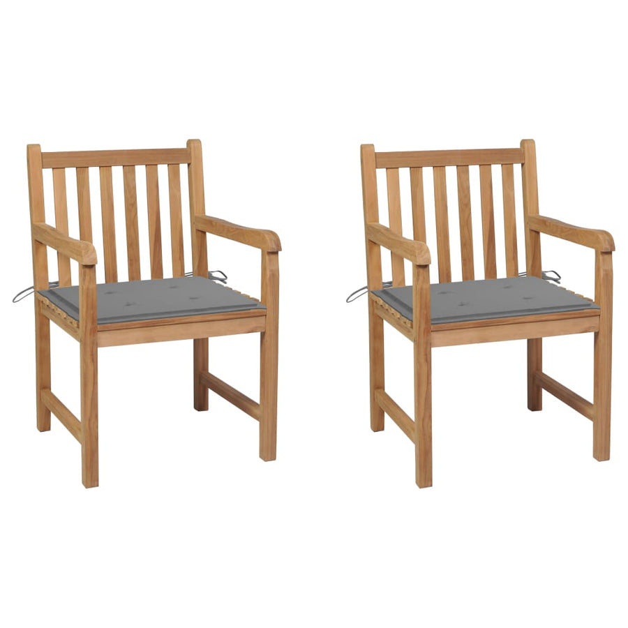 Tuinstoelen Met Grijze Kussens Massief Teakhout 2 Grijs