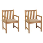 Garden chairs 2 pcs with beige cushions solid teak wood