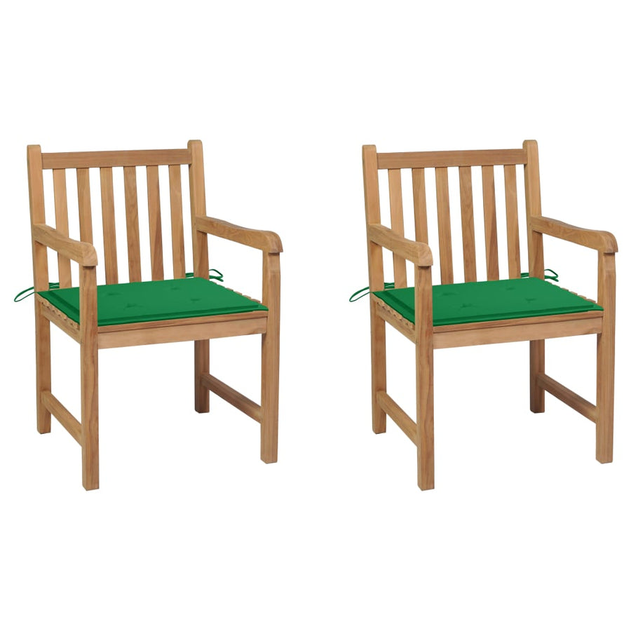Tuinstoelen Met E Kussens Massief Teakhout 2 Groen