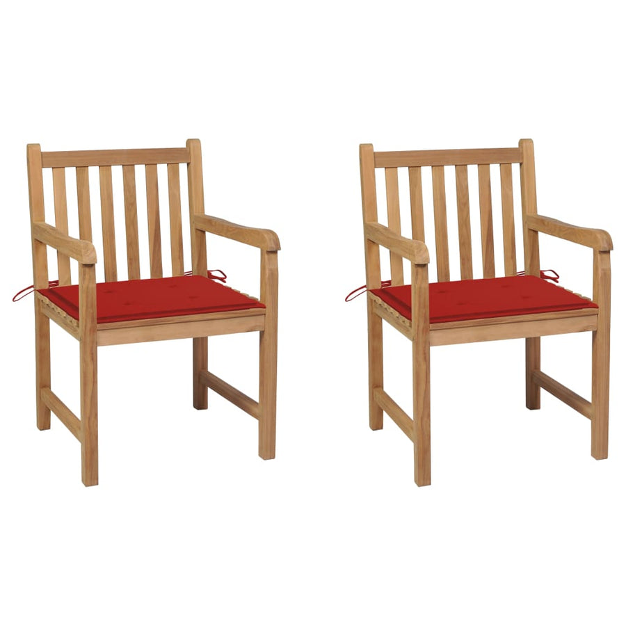 Tuinstoelen Met Rode Kussens Massief Teakhout 2 Rood