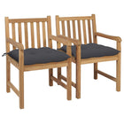 Tuinstoelen 2 st massief teakhout antraciet kussens