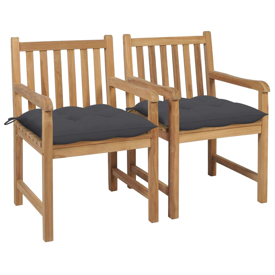 Tuinstoelen 2 St Met Antracietkleurige Kussens Massief Teakhout 1