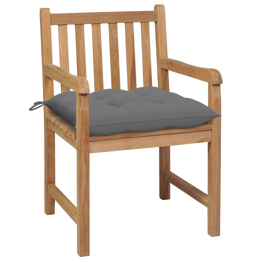 Tuinstoelen 2 St Met Grijze Kussens Massief Teakhout 1 Grijs