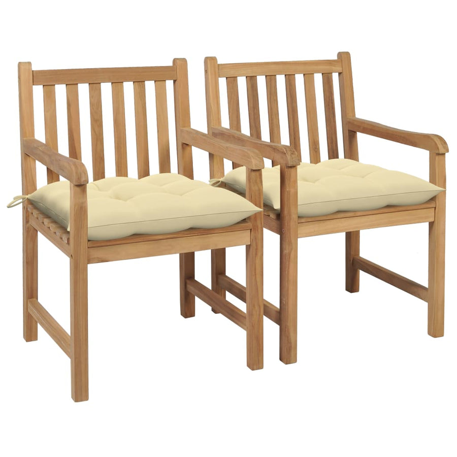 Tuinstoelen Met Witte Kussens Massief Teakhout 2