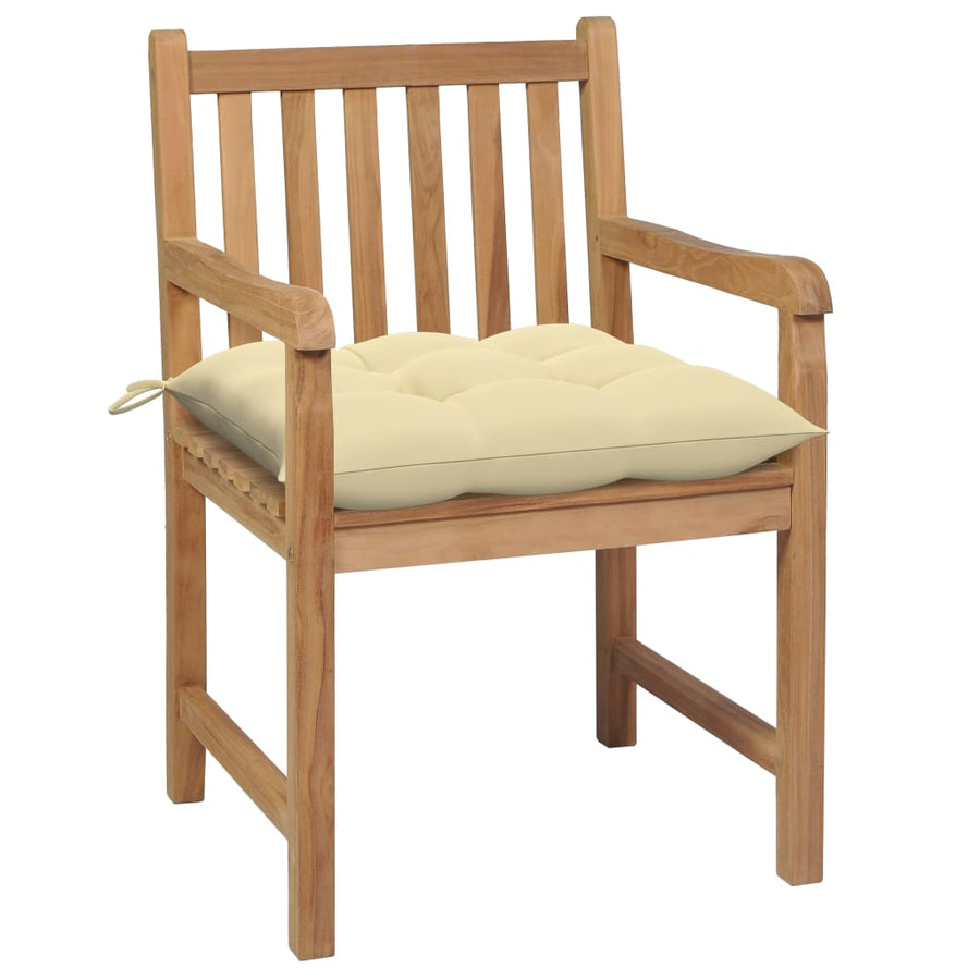 Tuinstoelen Met Witte Kussens Massief Teakhout 2