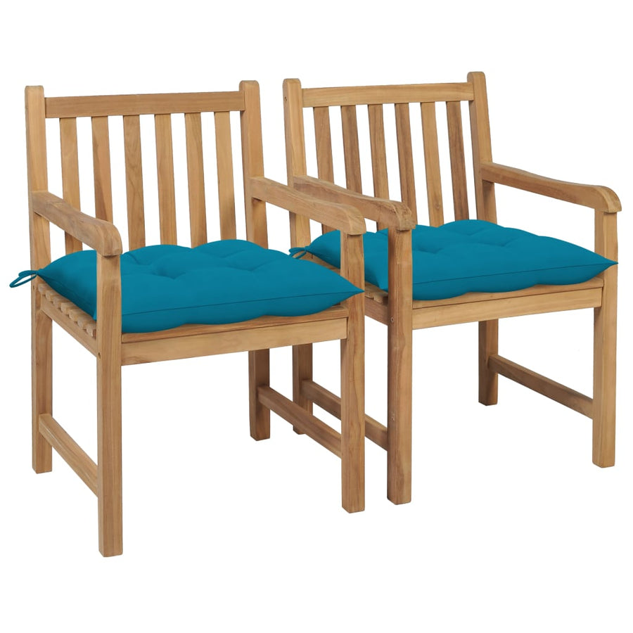 Tuinstoelen Met E Kussens Massief Teakhout 2 lichtblauw