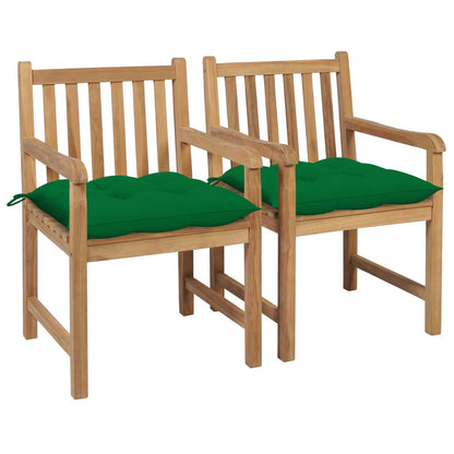 Tuinstoelen Met E Kussens Massief Teakhout 2 Groen