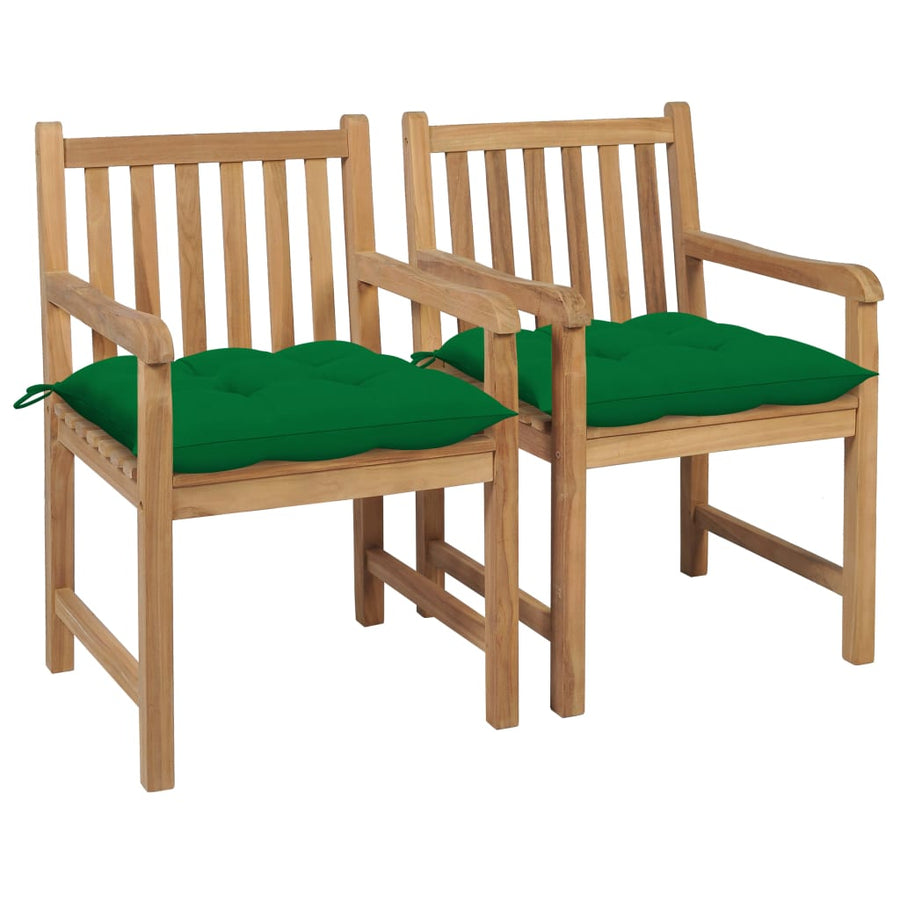 Tuinstoelen Met E Kussens Massief Teakhout 2 Groen