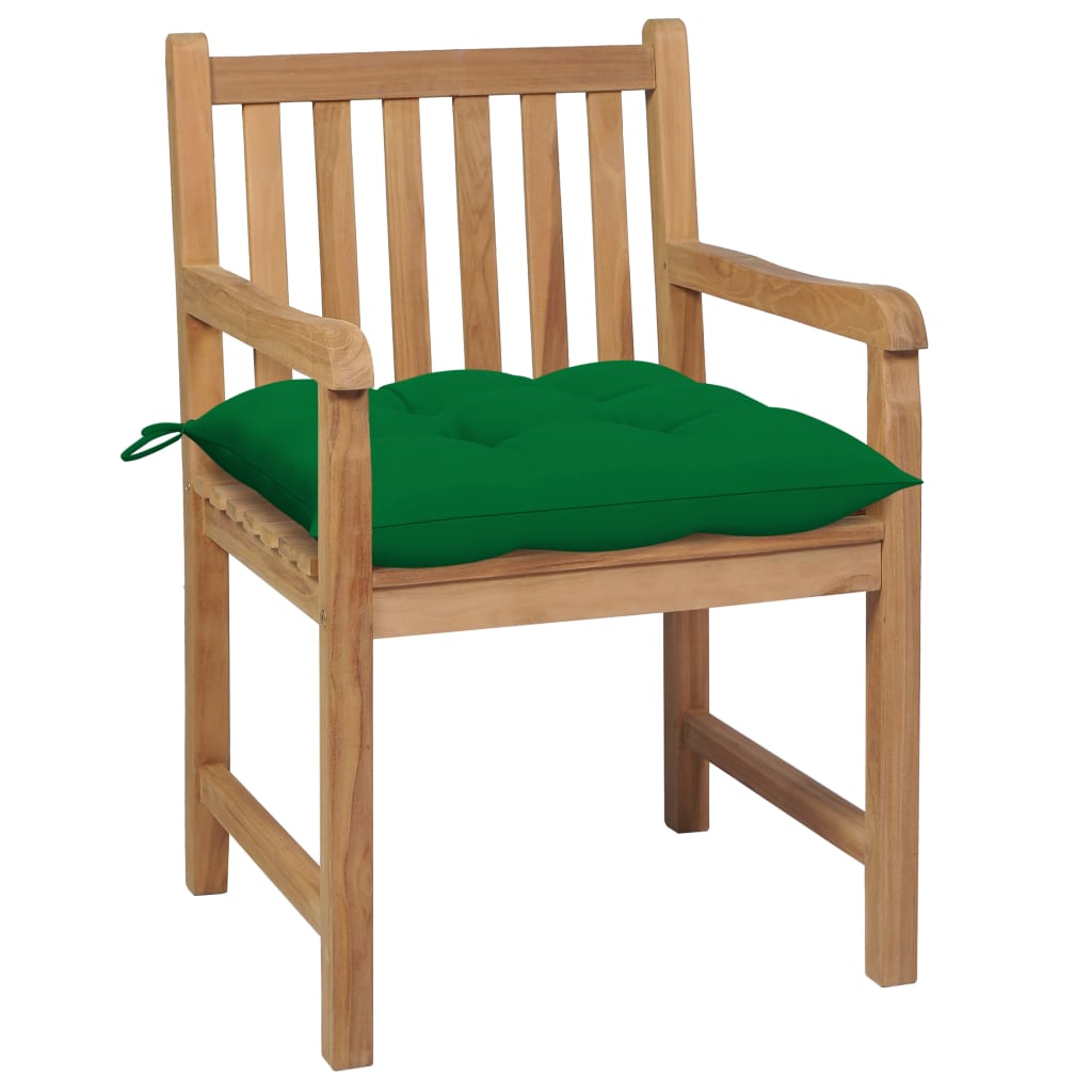 Tuinstoelen Met E Kussens Massief Teakhout 2 Groen