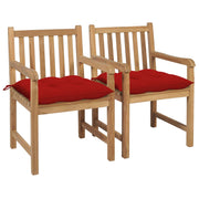Tuinstoelen set 2 massief teakhout rood