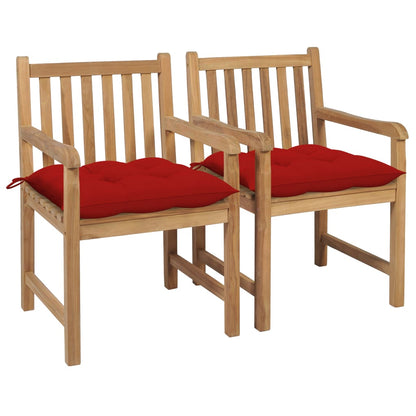 Tuinstoelen Met Rode Kussens Massief Teakhout 2