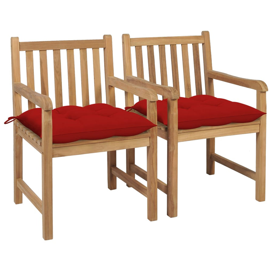 Tuinstoelen Met Rode Kussens Massief Teakhout 2