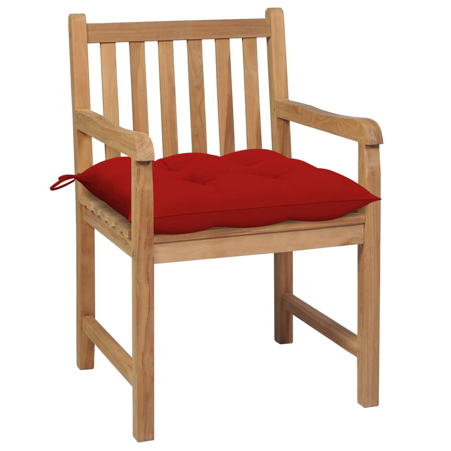 Tuinstoelen Met Rode Kussens Massief Teakhout 2