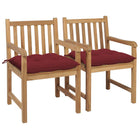 Tuinstoelen 2 st massief teakhout wijnrood
