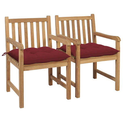 Tuinstoelen Met Wijnrode Kussens Massief Teakhout 2 Wijnrood