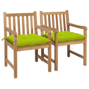 Tuinstoelen 2 st massief teakhout heldergroen