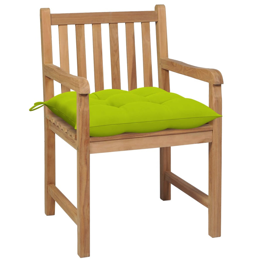 Tuinstoelen 2 St Met Heldergroene Kussens Massief Teakhout