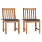 Garden chairs 2 pcs with cushions solid teak wood