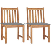 Tuinstoelen 2 st massief teakhout met kussens