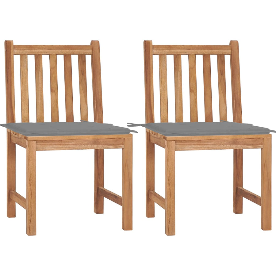 Tuinstoelen Met Kussens Massief Teakhout 2 Grijs