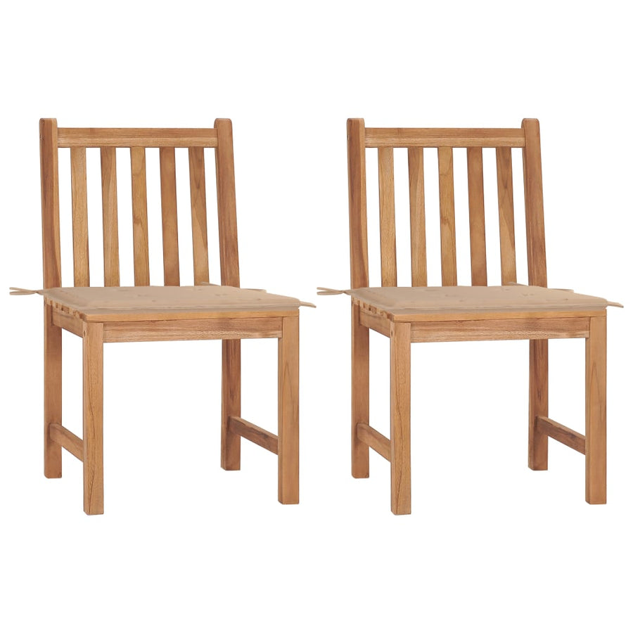 Tuinstoelen 2 St Met Kussens Massief Teakhout Beige