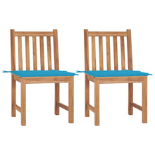 Tuinstoelen Met Kussens Massief Teakhout 2 Blauw