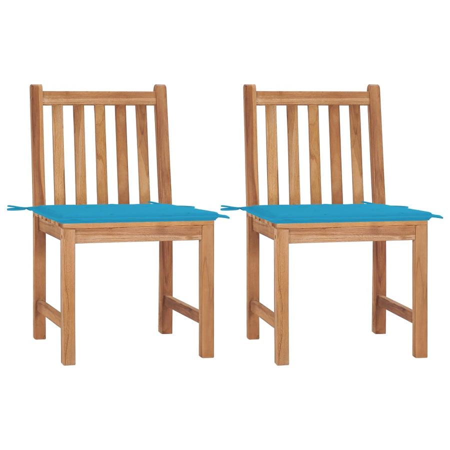 Tuinstoelen Met Kussens Massief Teakhout 2 Blauw