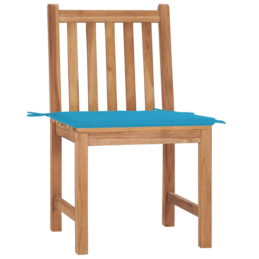Tuinstoelen Met Kussens Massief Teakhout 2 Blauw