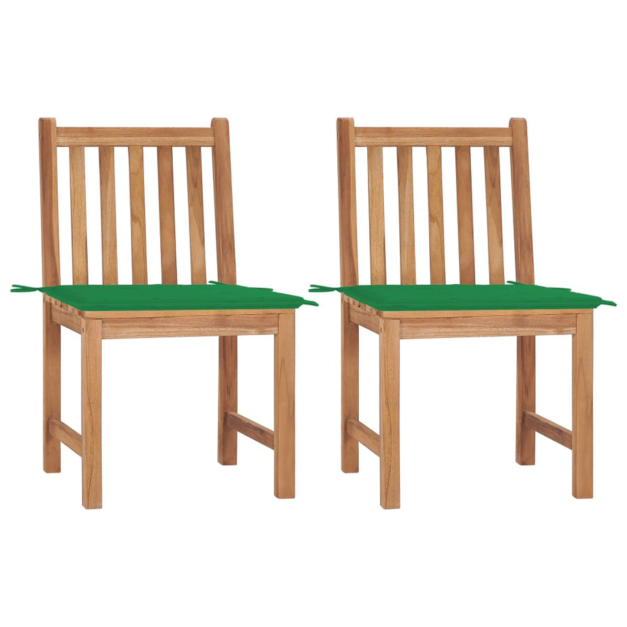 Tuinstoelen Met Kussens Massief Teakhout 2 Groen