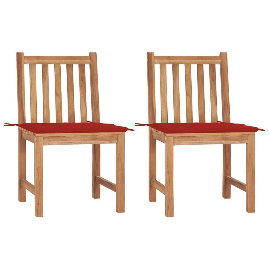 Tuinstoelen Met Kussens Massief Teakhout 2 Rood