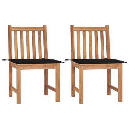 Tuinstoelen 2 St Met Kussens Massief Teakhout Zwart