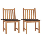Tuinstoelen 2 st massief teakhout met kussens