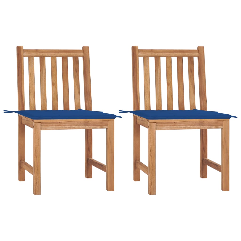 Tuinstoelen 2 St Met Kussens Massief Teakhout koningsblauw