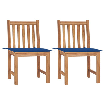Tuinstoelen 2 St Met Kussens Massief Teakhout koningsblauw