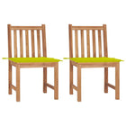 Tuinstoelen 2 st massief teakhout met kussens