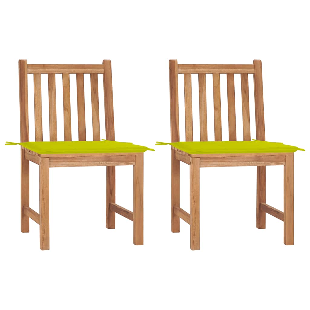 Tuinstoelen 2 st met kussens massief teakhout