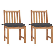 Garden chairs 2 pcs with cushions solid teak wood