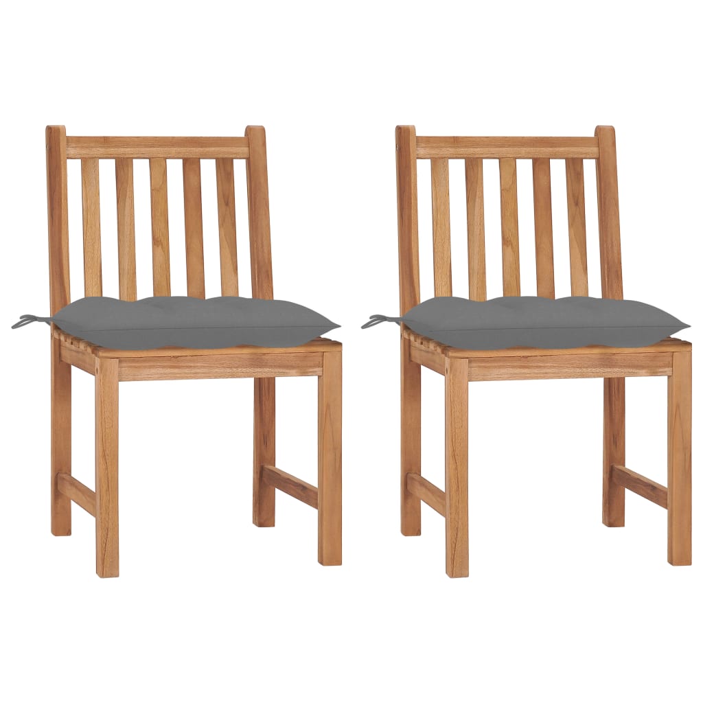 Tuinstoelen 2 St Met Kussens Massief Teakhout 1 Grijs