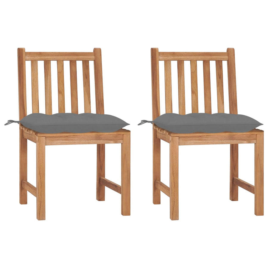 Tuinstoelen 2 St Met Kussens Massief Teakhout 1 Grijs