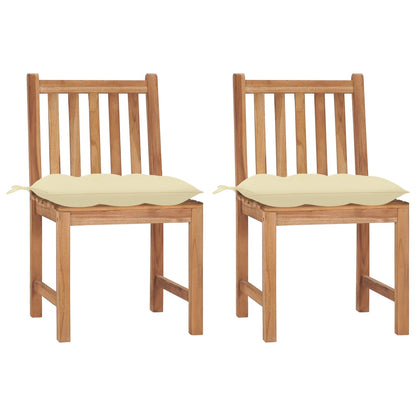 Tuinstoelen Met Kussens Massief Teakhout 2 Crème