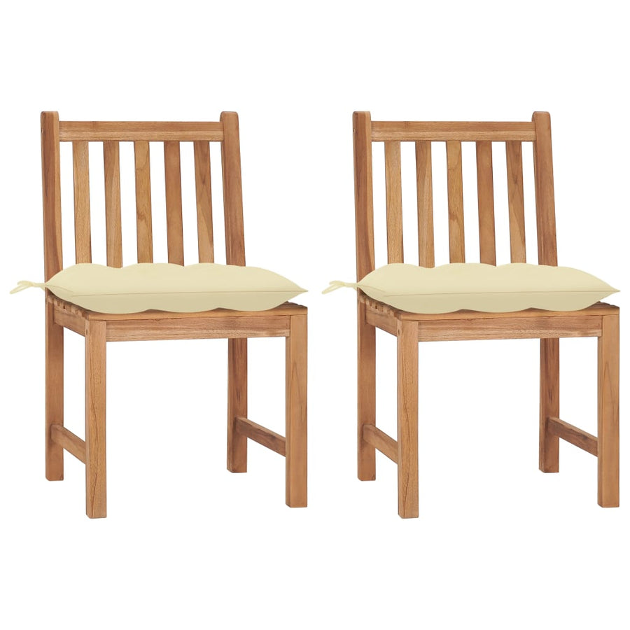 Tuinstoelen Met Kussens Massief Teakhout 2 Crème