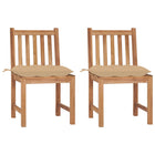 Garden chairs 2 pcs with cushions solid teak wood